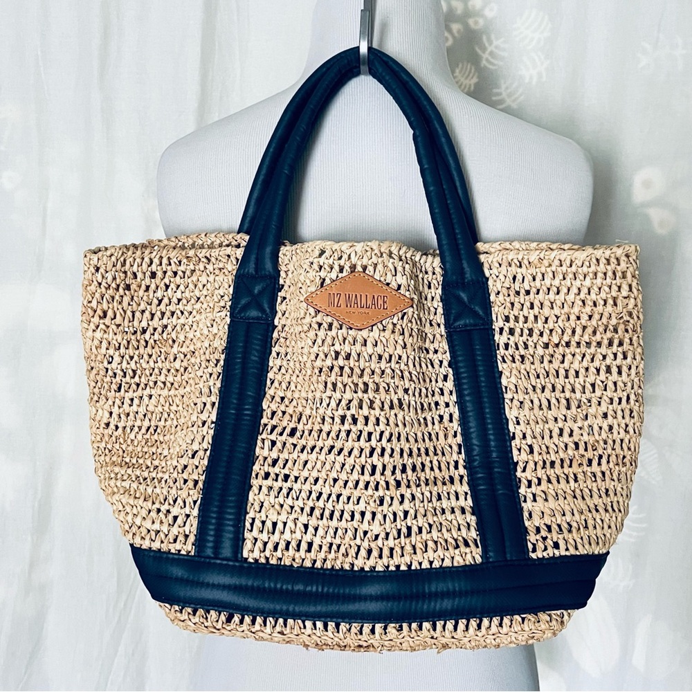 MZ WALLACE Tote Raffia | Navy NWOT - Picture 2 of 10